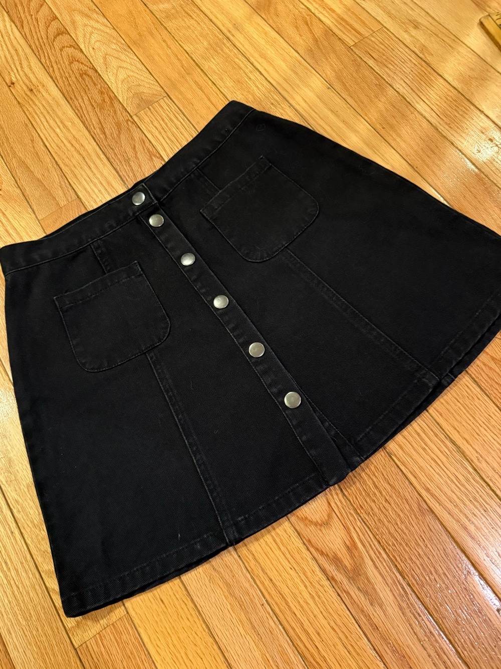 BDG Black Button-Front A-Line Denim Mini Skirt Size M goth punk alternative - Picture 1 of 6